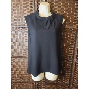 Milly Top Womens‎ Small Black Sleeveless Mock NeckDesigner Elegant